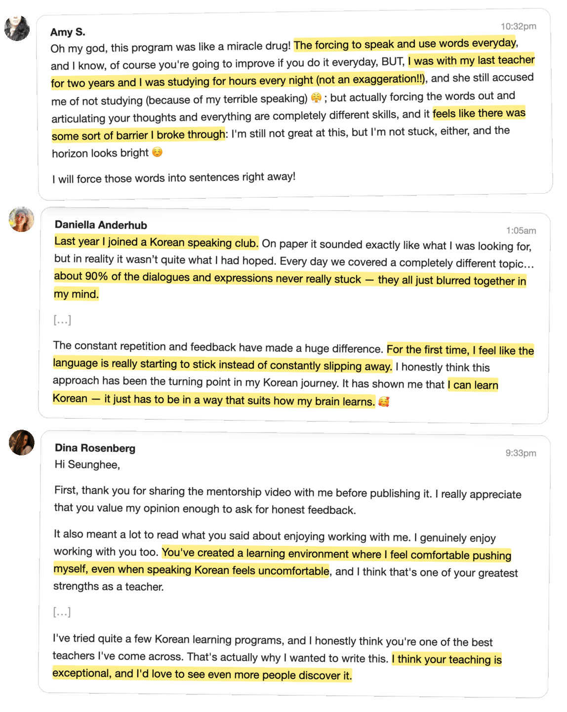 Student reviews